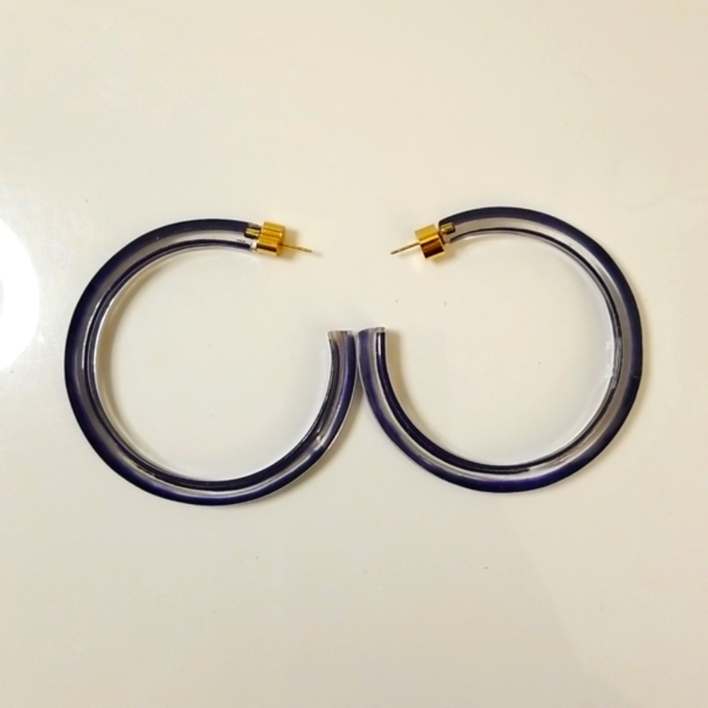 NEW Alison Lou Medium Jelly Hoops - Dark Blue